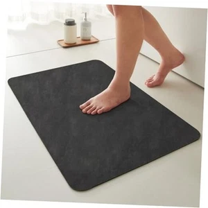 Bath Mat, Bathroom Rugs Non Slip Washable Thin Absorbent Quick 16"x24" Black - Picture 1 of 7