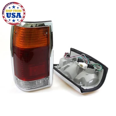 PAIR TAIL LIGHT LAMP WITH CHROME EDGE 85-98 MAZDA B-SERIES B2200 B2600 TRUCK UTE - Image 1 of 4