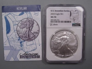 7k 2023 US Invention Series Silver American Eagle. NGC MS70 w/ COA #1 - Picture 1 of 4