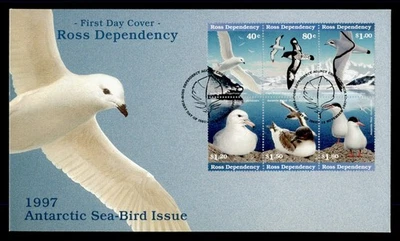 DR WHO 1997 ROSS DEPENDENCY NUEVA ZELANDA FDC ANTÁRTICO PÁJARO CACHÉ BLOQUE M61446 Foto 1 de 2