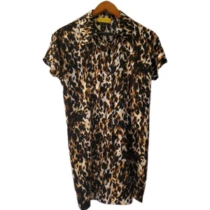 St. John Short Sleeve 96 % Silk Shirt Dress Size 2 Button Up Travel Office EUC - Picture 1 of 12