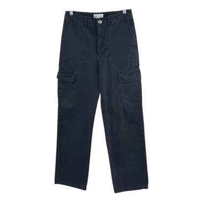 Pantalones cargo Zara para mujer 4 100 % algodón desteñido negro gris oscuro denim Foto 1 de 4