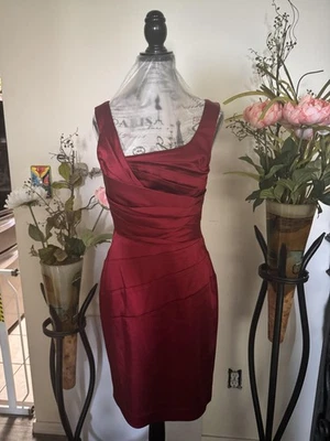 Vestido Antonio Melani para mujer 6 rojo un hombro funda acanalada cóctel noche Foto 1 de 4