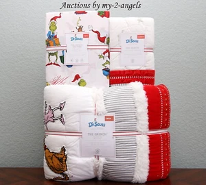 NEW Pottery Barn Kids THE GRINCH Twin Quilt + Sham + Sheet Set christmas and max - Picture 1 of 1