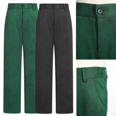 Kids Boys Trousers Party Suit Gentleman Pants Solid Color Festival Slim Fit - Image 1 of 4