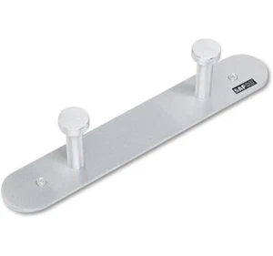 Safco Nail Head Wall Coat Rack Two Hooks Metal 12w x 2-3/4d x 2h Satin Aluminum - Picture 1 of 5