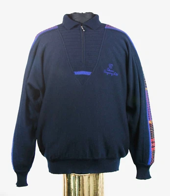 CARLO COLUCCI Zip Jumper Pullover Blu Maglione Wool Blend  Tg 54 Made Germany - Imagen 1 de 4