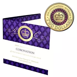 2013 $2 PURPLE "C" COIN CARDED 60th Anniv of QE II CORONATION - Picture 1 of 2