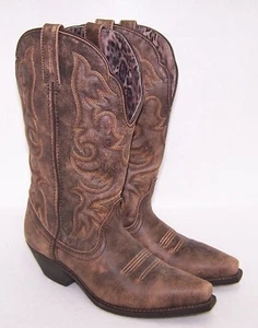 Laredo 51079 Womens Access Goat Snip Toe Cowgirl Dress Boots Black/Tan size 8.5M - Picture 1 of 9
