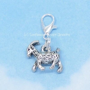 3D Goat Clip on Charm Zipper Charm 11016 Silver Plated - Picture 1 of 4