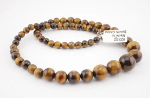 Gemporia Tiger's Eye Graduated Necklace Sterling Silver Clasp New with Tags - Picture 1 of 4