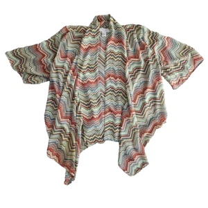 Jamie Nicole Open Front Blouse 2XL Chevron Stripes Flowy Angel Wings Sleeves - Picture 1 of 12