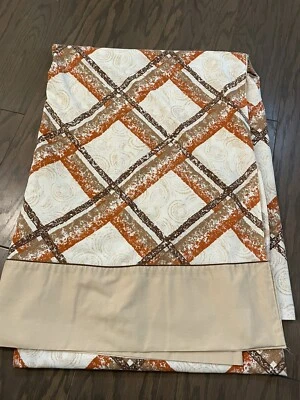 Vintage 1970s State Pride Twin flat sheet earth tones plaid 50/50 no iron - Image 1 of 4