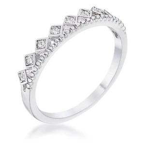 14K White Gold Plated Mini Crown .25ct Cubic Zirconia Size 6 Stackable Ring - Picture 1 of 1