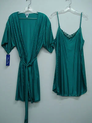 USA Made Nancy King Lingerie Chemise & Makeup Jacket Size Small Teal #422N - Image 1 of 3