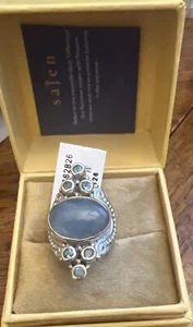 Sajen Silver Mangoro Aquamarine + Blue Topaz Ring  7 in Sterling Silver 8.75 ctw - Picture 1 of 10