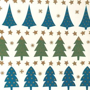 Set of 6 Christmas Wrapping Paper Rolls Green Blue Tree Design Gift Wrapping 12m - Picture 1 of 4