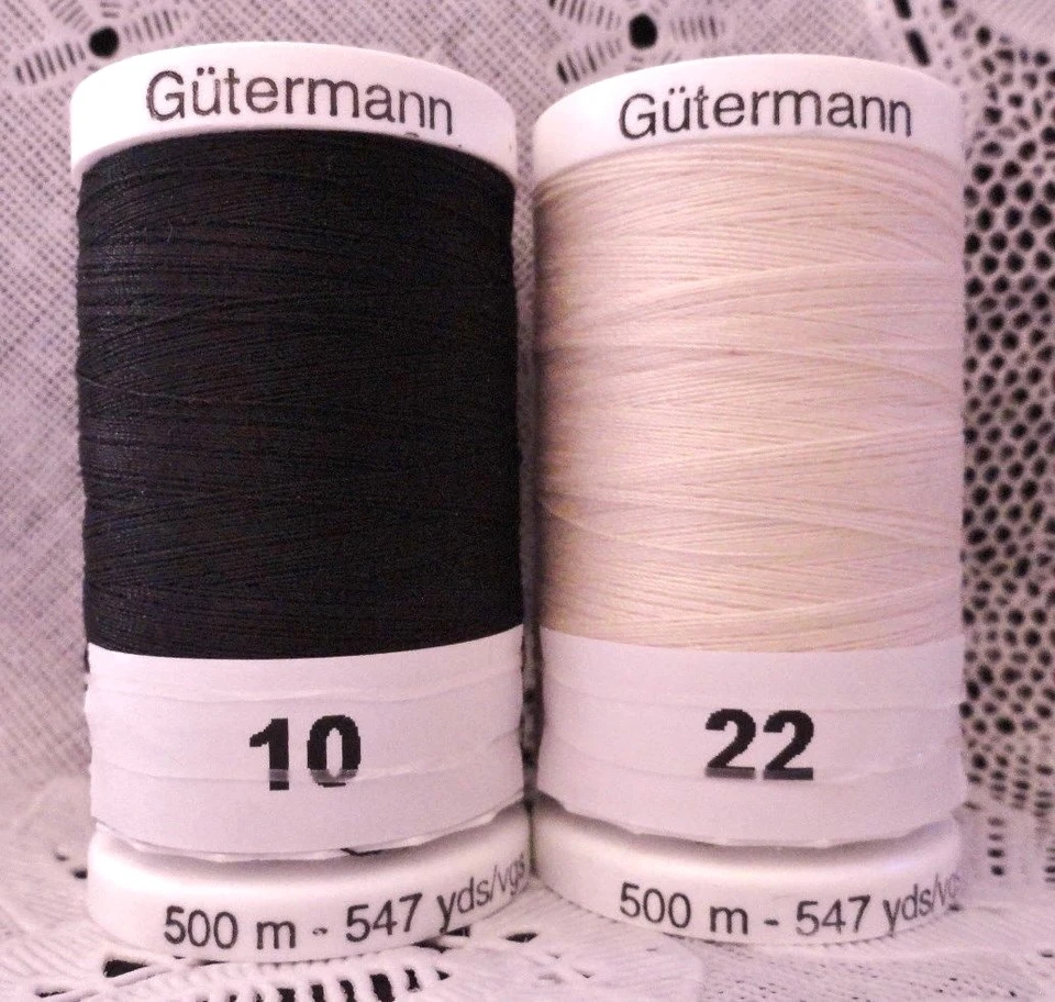 NEW Black & Cream GUTERMANN 100% polyester Sew-all thread 547 yards Spools  - Image 1 of 1