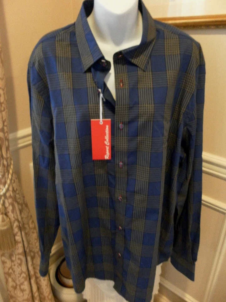 Report Collection Blue/Black LS Shirt W/contrasting cuff trim  NEW - Image 1 of 4