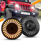 2x 7 Round LED Headlights Demon Eyes Halo DRL For Jeep Wrangler JK 2007-2018 Jeep CJ7