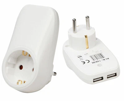 MCPOWER Steckdose Zwischenstecker 230V Ladegerät mit 2x USB-Anschluss bis maximal 2100mA