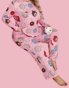 Conjunto de pijama para mujer Donuts rosa talla grande 3Xl nuevo poliéster salón dormir - Imagen 1 de 1