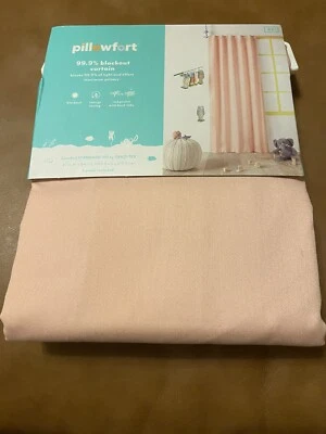 Pillowfort Twill Blackout Curtain Panel Light Pink 84" x 42" Energy Saving NEW - Image 1 of 4