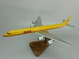 DC-8 DHL Douglas DC8 Airplane Desktop Mahogany Wood Model Small New - Picture 1 of 6