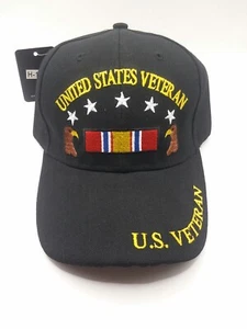 United States Veteran Adjustable Hat/Cap Black One Size Fits All - Picture 1 of 6