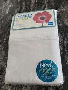 Vintage Spring Maid Standard/Queen Kissenbezüge BAUMWOLLE Neu Creme 200 Fadenzahl - Bild 1 von 2