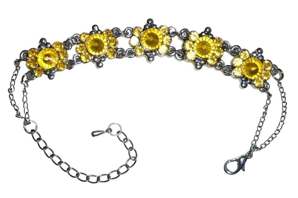 klasse STRASS Armband silber gelb 17- 23,5 cm ModeSchmuck NEU + TOP - Bild 1 von 1