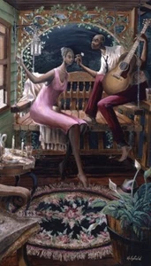Balladeer arte afroamericana edizione limitata litografia di John Holyfield - Foto 1 di 4