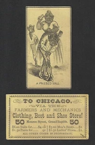 c1870s H804-31 Baseball Trade Card - Black Comic Series - A Passed Ball, Chicago - Picture 1 of 1