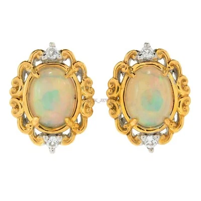 Opale Naturelle Gemme Avec Plaqué Or 925 Argent Sterling Manchette #2444 - Bild 1 von 3