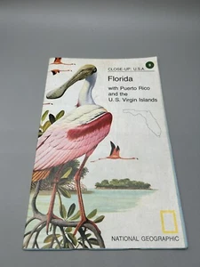 National Geographic 1978 Close Up Map Florida Puerto Rico & US Virgin Islands - Picture 1 of 6