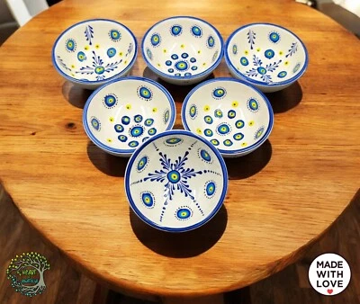 Juego de cuencos para mal de ojo hechos a mano | Diseño de cerámica griega turca | Plato de aperitivo pequeño Foto 1 de 4