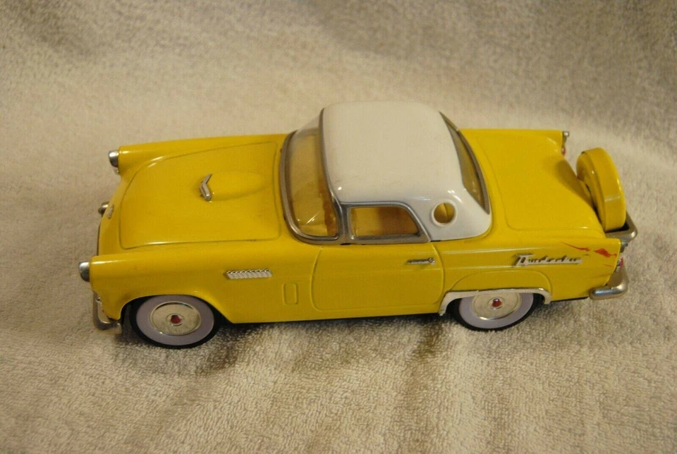 Tin Japan Toy Car Thunderbird 1956 Yellow Model White Top - Image 1 of 4