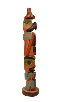 古董西北海岸图腾杆:Nootka ca 1930 13 英寸状况良好 — 第 1/4 张图片