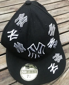 New York Yankees New Era 59fifty Hat Cap 7 1/2 Black Multiple NY’s - Picture 1 of 8