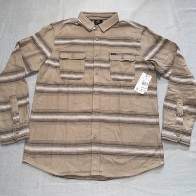 Rip Curl Shirt Mens Medium Tan Sand Dune Steaz Flannel Button Up New Cotton NEW! - Image 1 of 4