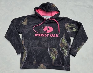 Mossy Oak Hoodie Womens Large Camouflage Fleece Lined Pullover Camo Hunting - Picture 1 of 11