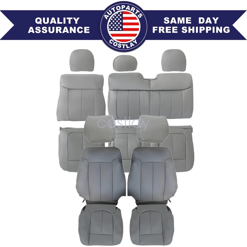 For 2009-2014 Ford F-150 Lariat Front & Second Row Replacement SEAT COVER Gray - Image 1 of 4