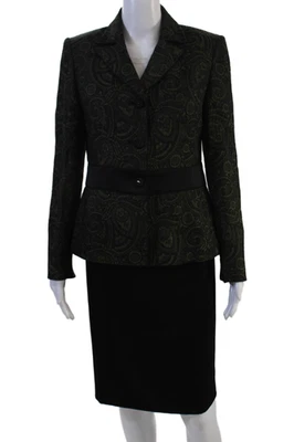 Traje falda con botones estampado geométrico Kasper para mujer verde negro talla 4 Foto 1 de 4