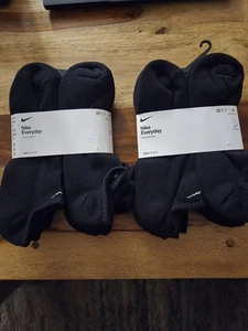 2 Pack Nike Everyday Dri-Fit No Show Socks 12 Pairs Men’s 8-12 Black Cotton  - Picture 1 of 3