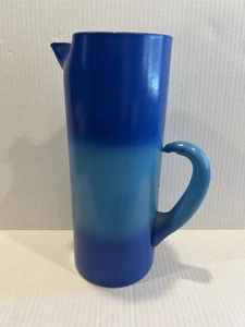 Vintage MCM Blendo Stil Glas Cocktail Krug mit Eislippe Blau Bermuda Twist - Bild 1 von 10