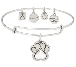 Alex and Ani Prints of Love Charm Silver Tone Bangle ASPCA - Picture 1 of 1