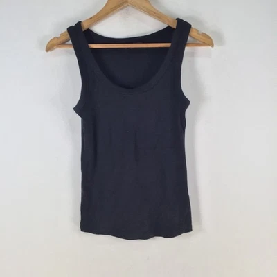 Marks and spencer womens cami tank top size 8 black cotton sleeveless 117785 — 第 1/4 张图片