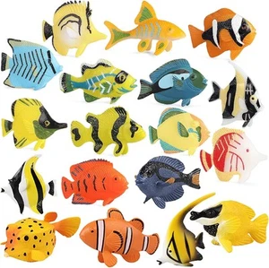 Juguetes de peces tropicales para niños 18 piezas, criaturas marinas miniatura surtidas de plástico... - Imagen 1 de 7