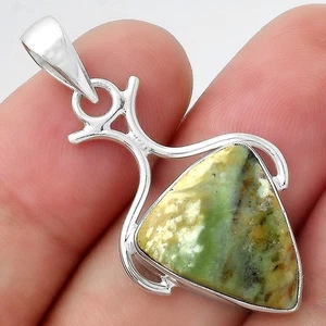 Natural Chrome Chalcedony 925 Sterling Silver Pendant Jewelry P-1592 - Picture 1 of 5