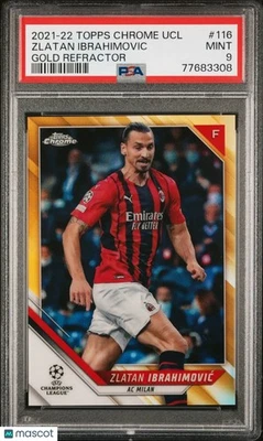2021 Topps Chrome UEFA CL Zlatan Ibrahimovic Gold Refractor PSA 9 /50 - Image 1 of 2